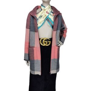 Anthropologie Field Flower 100% Wool Check Plaid Cardigan Sweater Jacket